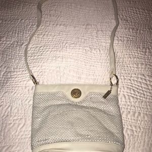Whiting & Davis Ivory metal mesh bucket style bag